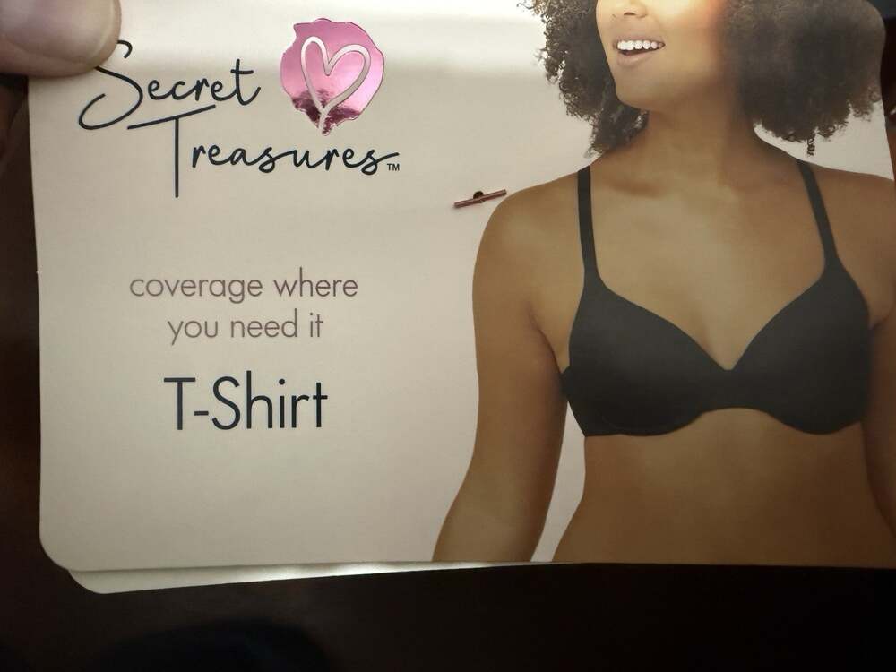 New With Tags Secret Treasures Plus Women's Tshirt Bra Black 42C